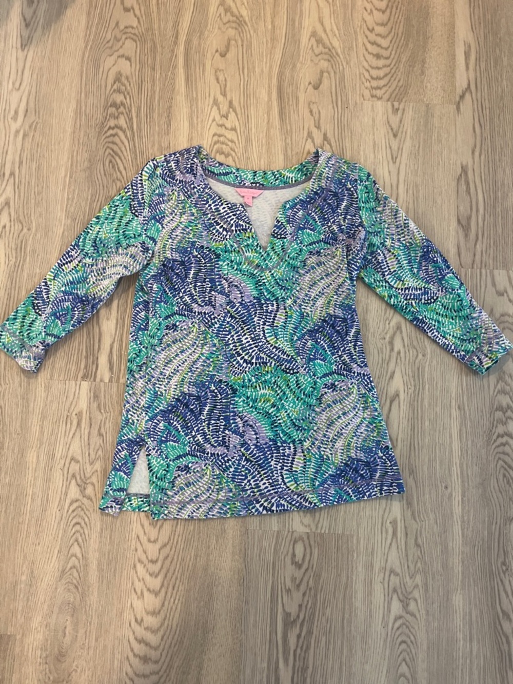 Lilly Pulitzer Women’s Printed V-Neck Tunic Top in Blue-Green